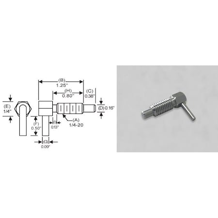 S & W Manufacturing L-Handle Lock, Nose P, 1/4-20", .8" LLS-1